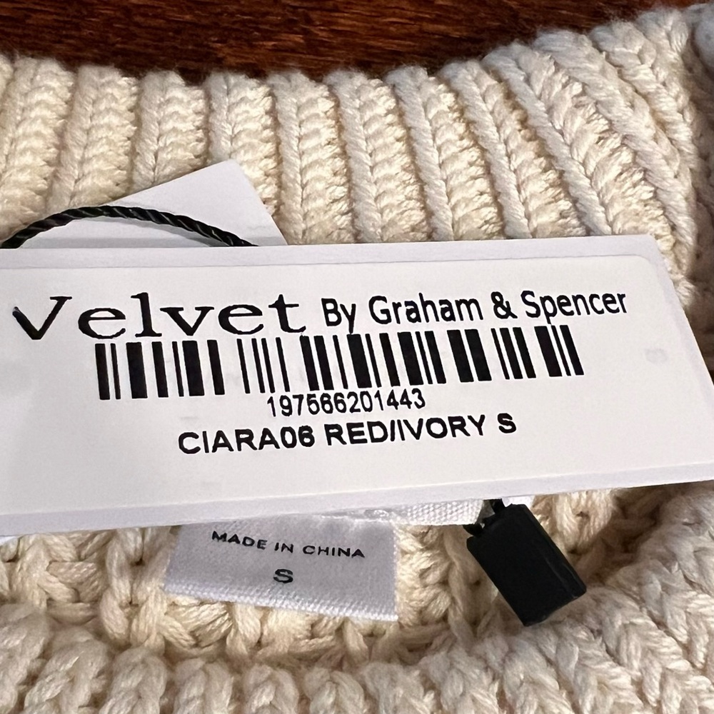 Velvet by Graham & Spencer Small Navy Blue and Ivory Stripe Sweater - Picture 14 of 15